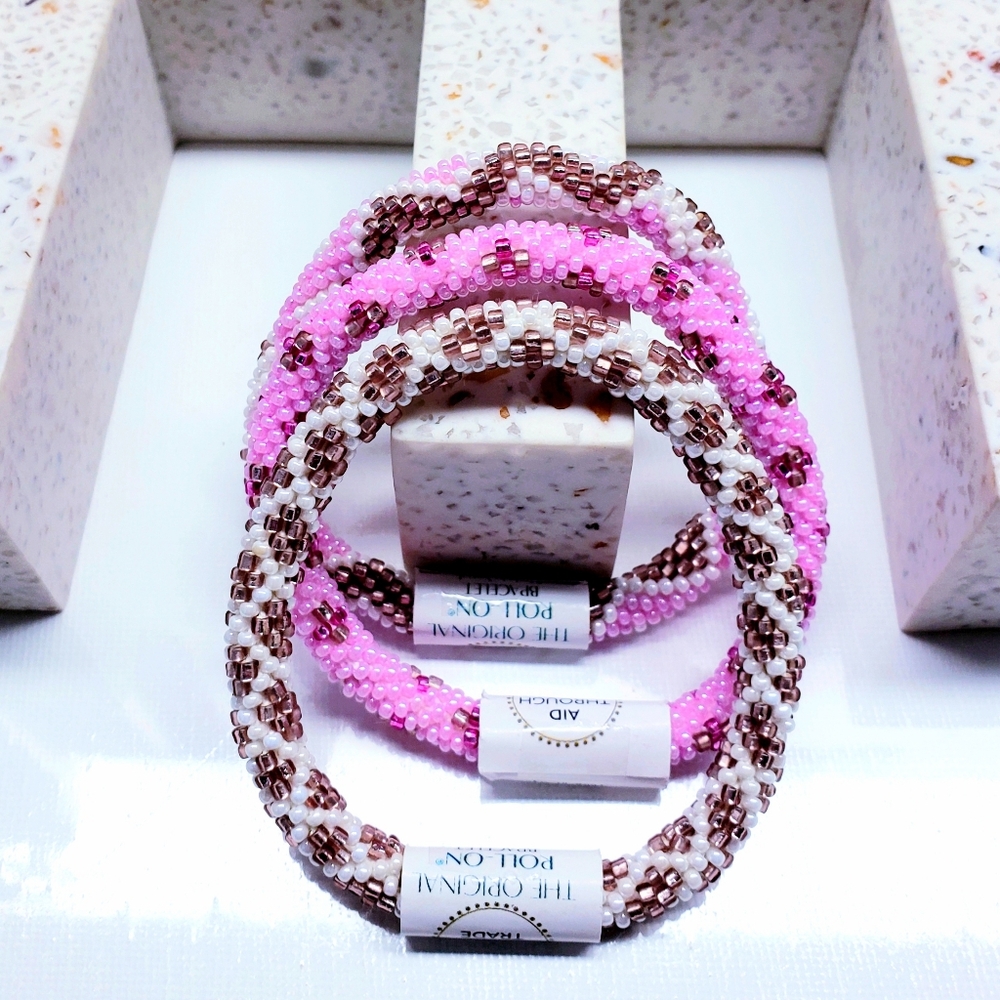 ORCHID -Original Roll-On® Bracelet-Set of 3 bracelets, 7" round, Nepal,#2 (3Pcs)